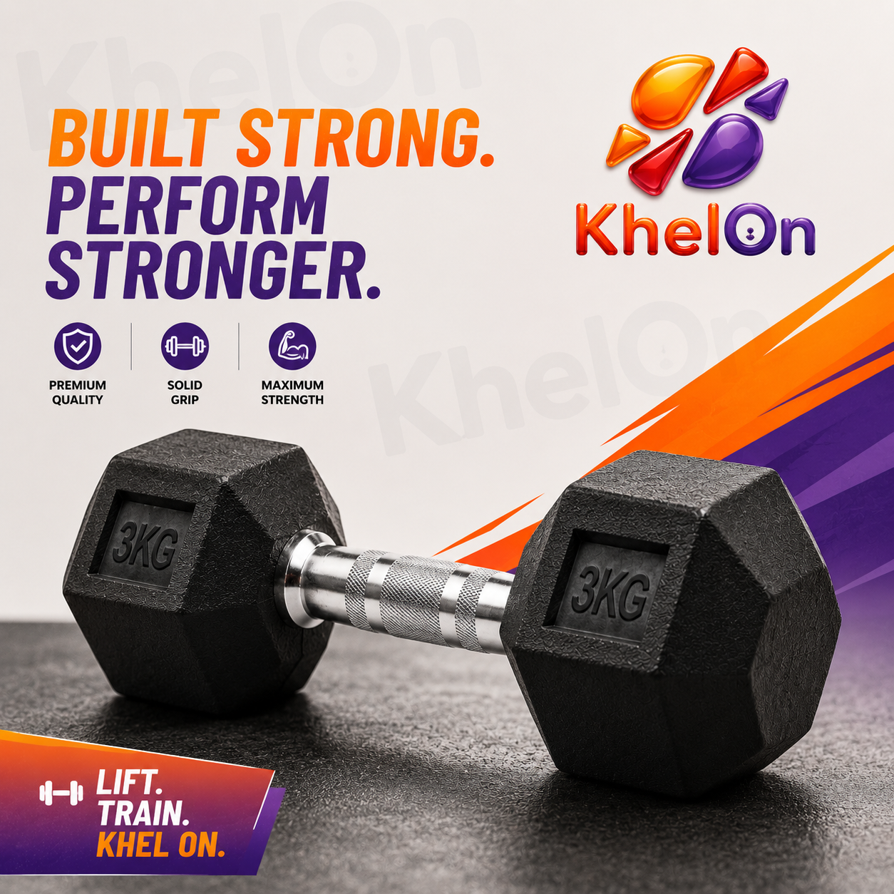 KhelOn 3 KG Hex Dumbbells Set