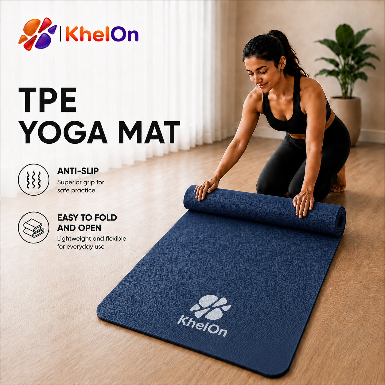 KhelOn TPE Yoga Mat - Blue*
