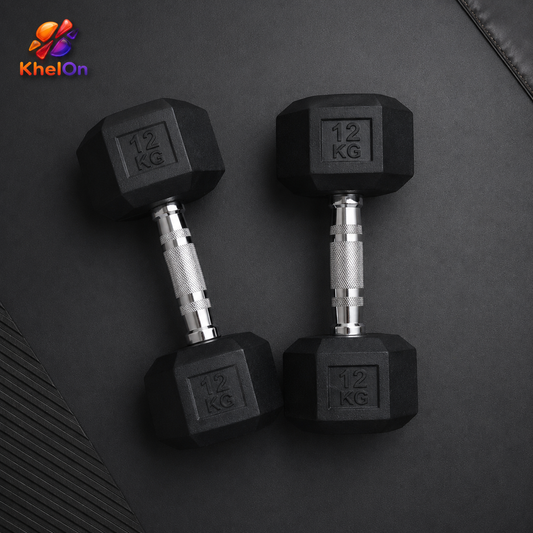 KhelOn 12 KG Hex Dumbbell - 1 PAIR