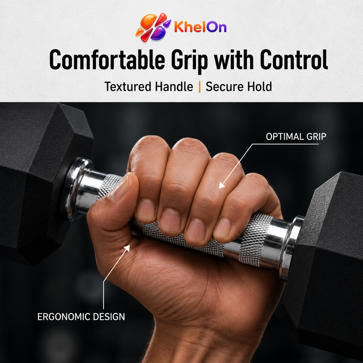 KhelOn Hexa Dumbbell 10 kg - SINGLE