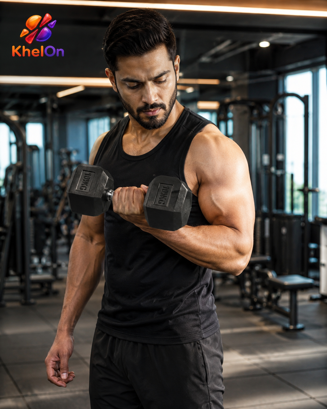 KhelOn Hexa Dumbbell 10 kg - SINGLE