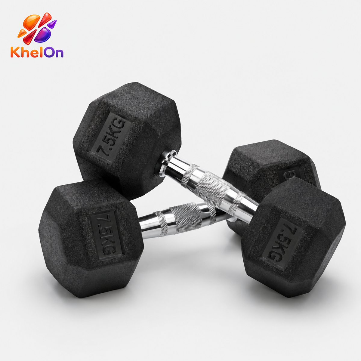 KhelOn 7.5 KG Hex Dumbbell - 1 Pair - Anti Slip