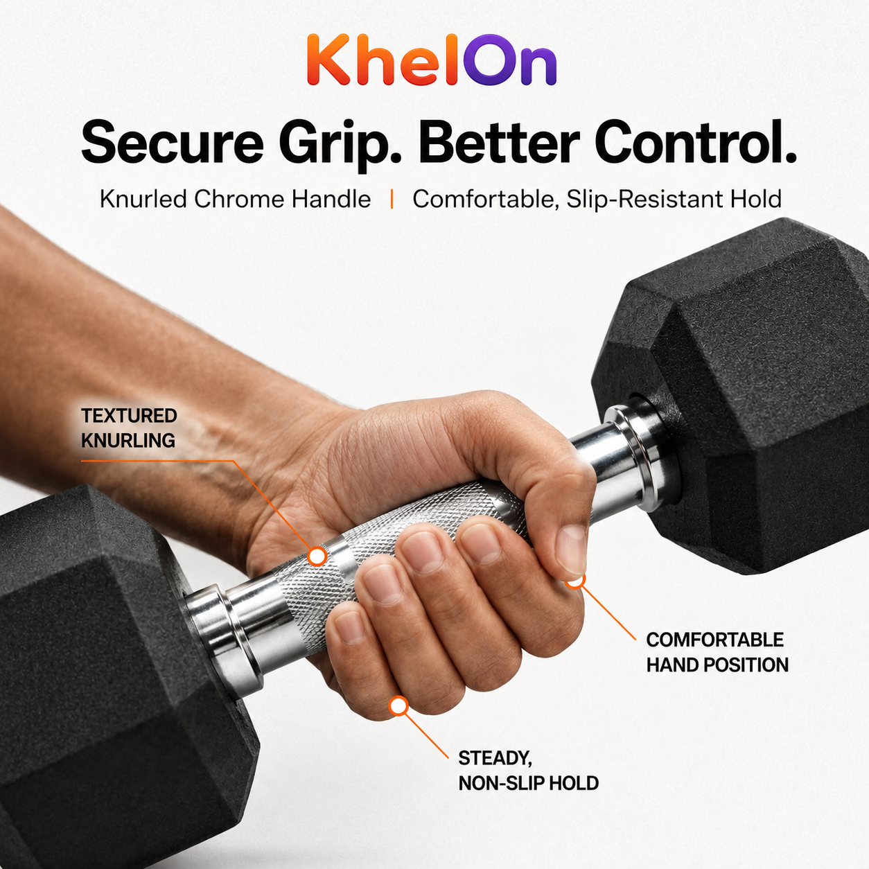 KhelOn Hexa Dumbbell 10 kg - SINGLE
