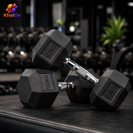KhelOn 12.5 KG Hexa Dumbbell - Single Piece
