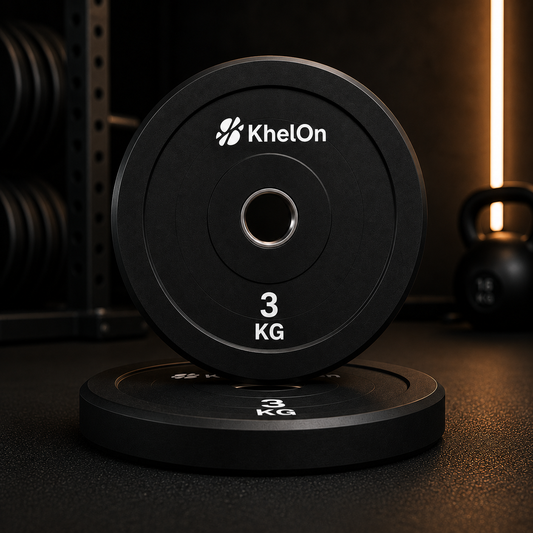 KhelOn All-Rubber Weight Plates - 3 KG (Set of 2)