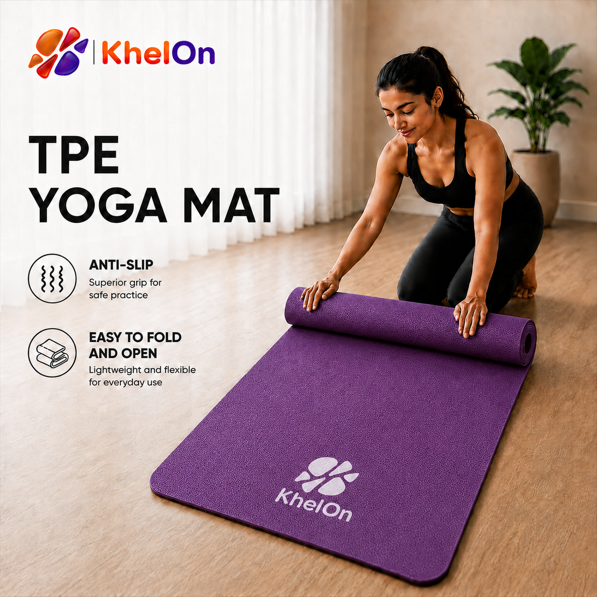 KhelOn TPE Yoga Mat - Purple*